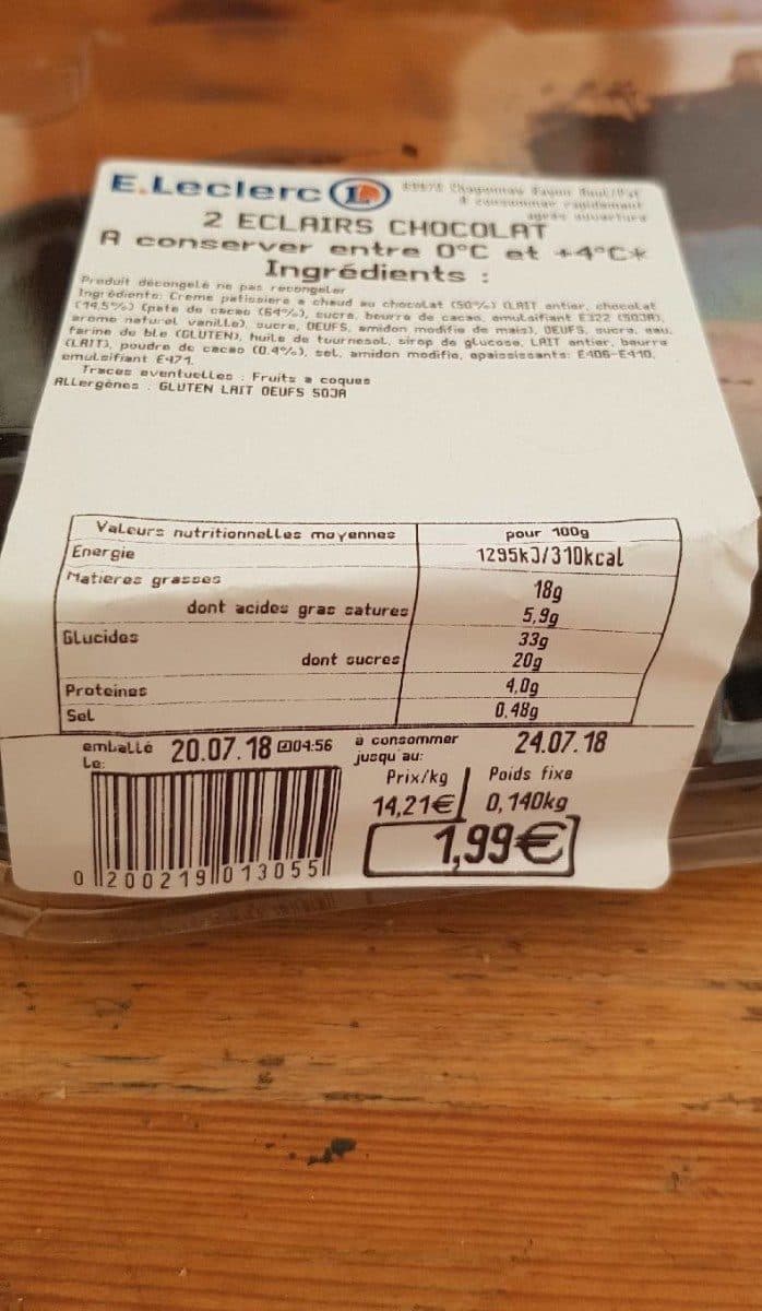 Open Food Facts Éclairs chocolat packshot