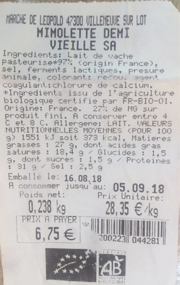 Open Food Facts Mimolette demi-vieille packshot