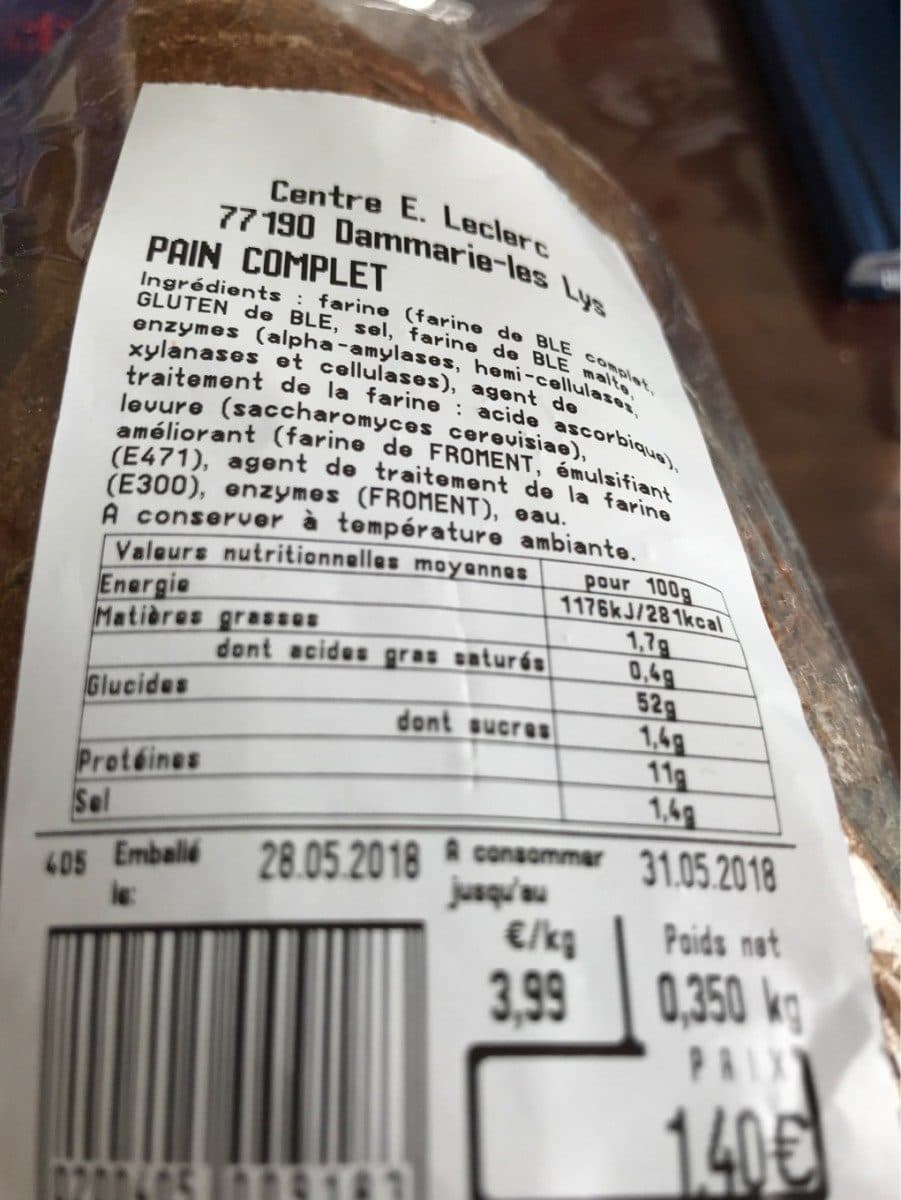 Open Food Facts Pain complet packshot