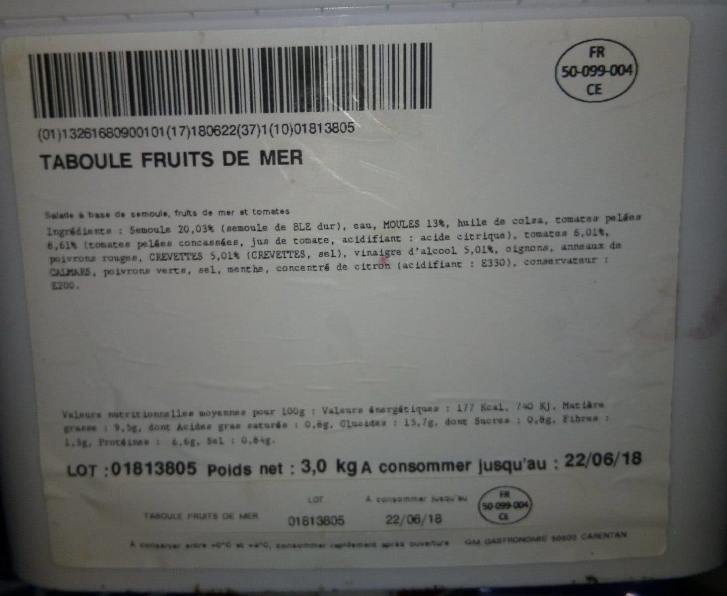 Open Food Facts Taboulé Fruits de mer packshot