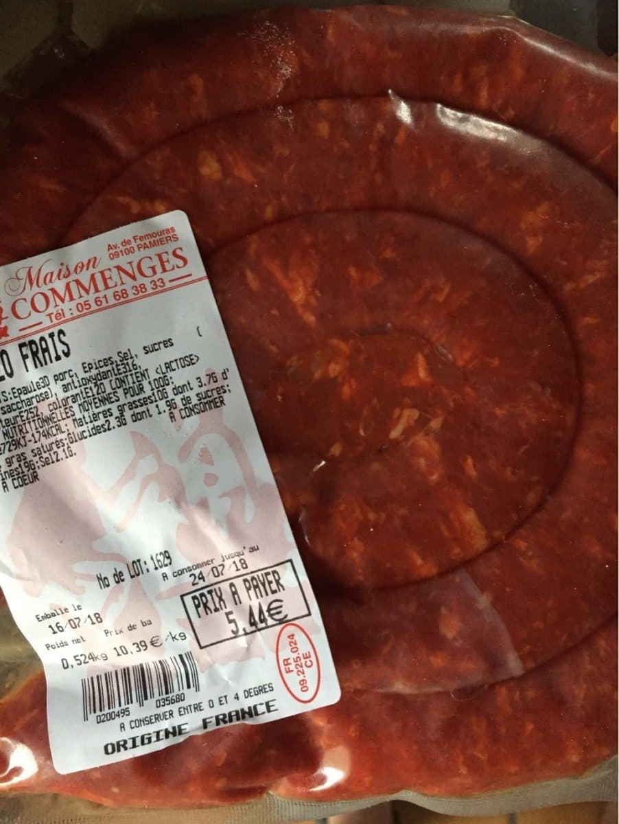 Open Food Facts Chorizo frais packshot