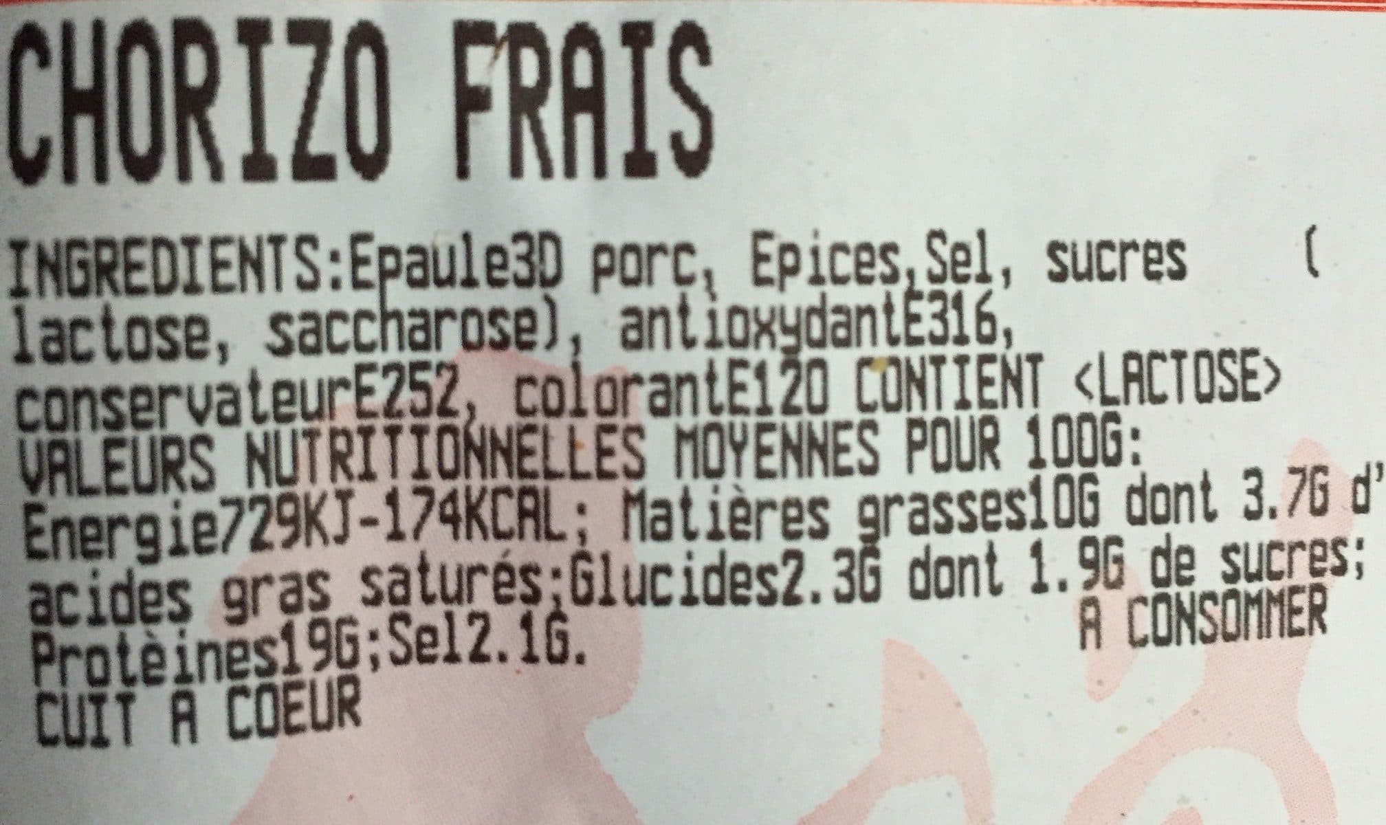 Open Food Facts Chorizo frais packshot