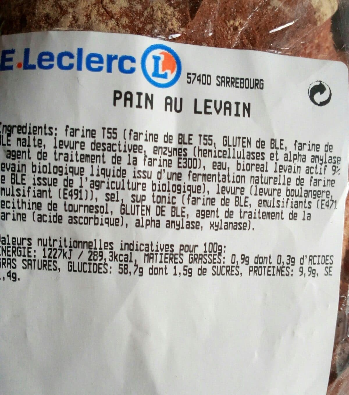 Leclerc Pain au levain packshot