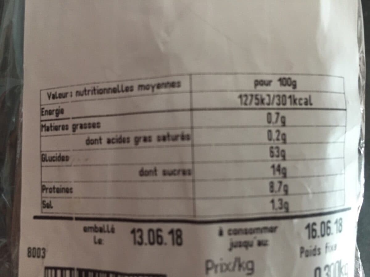 Open Food Facts Pain aux figues packshot