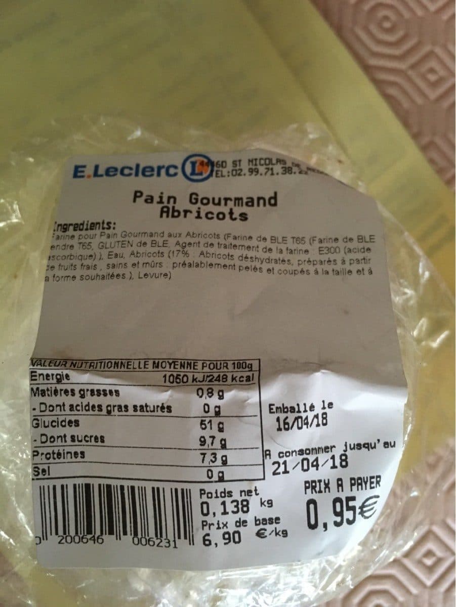 Open Food Facts Pain gourmand abricots packshot