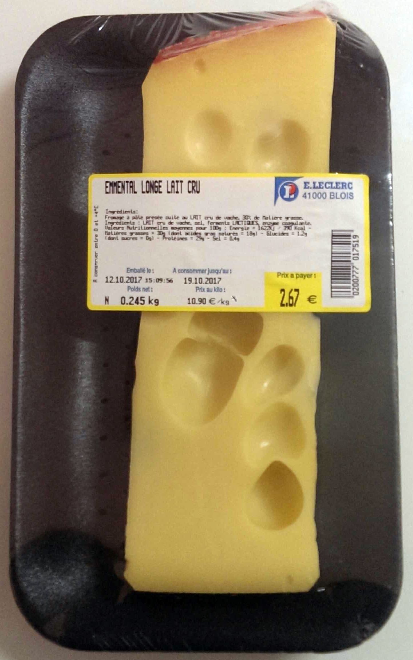 Leclerc Emmental longe lait cru packshot