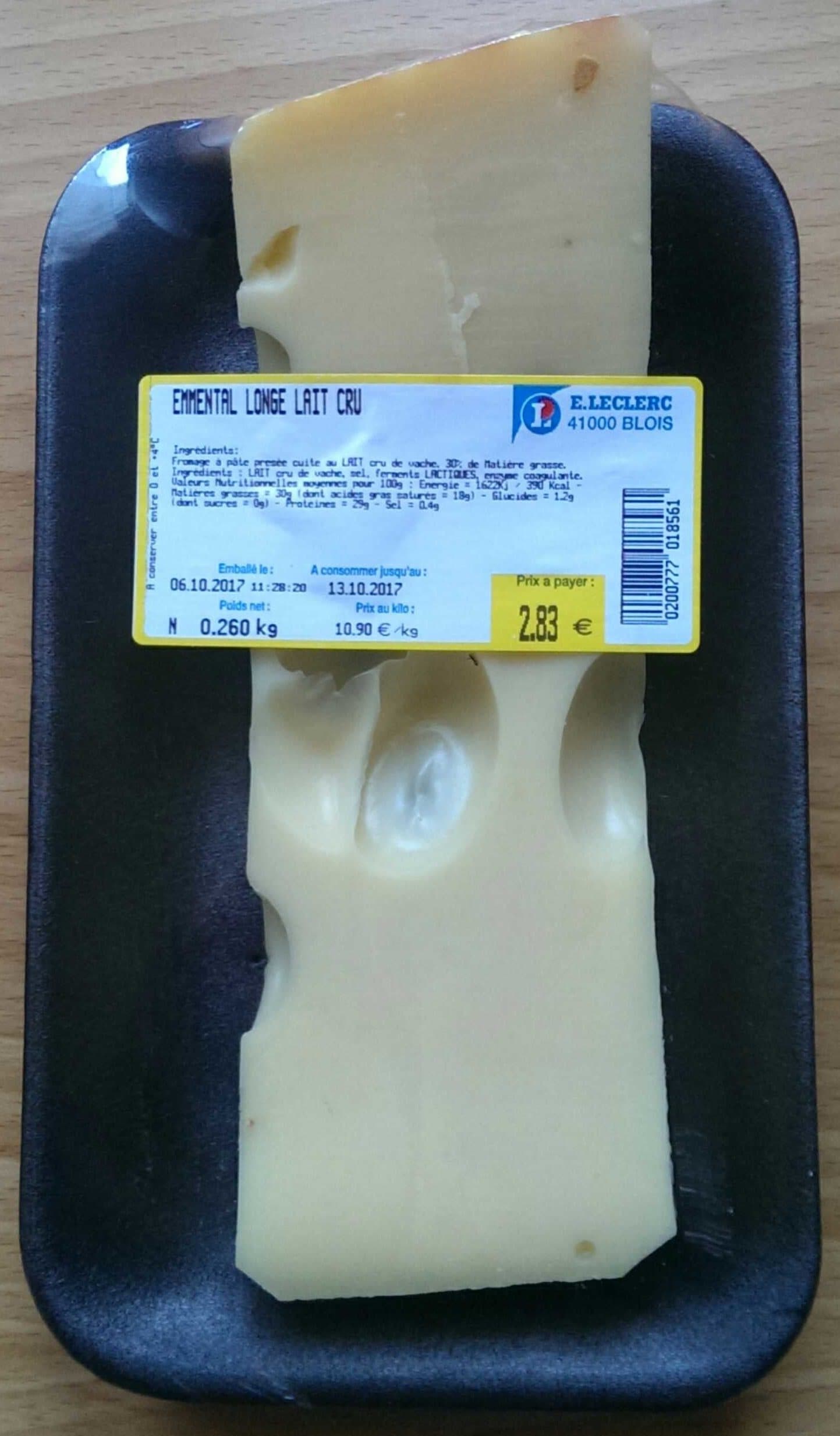 Leclerc Emmental longe lait cru packshot
