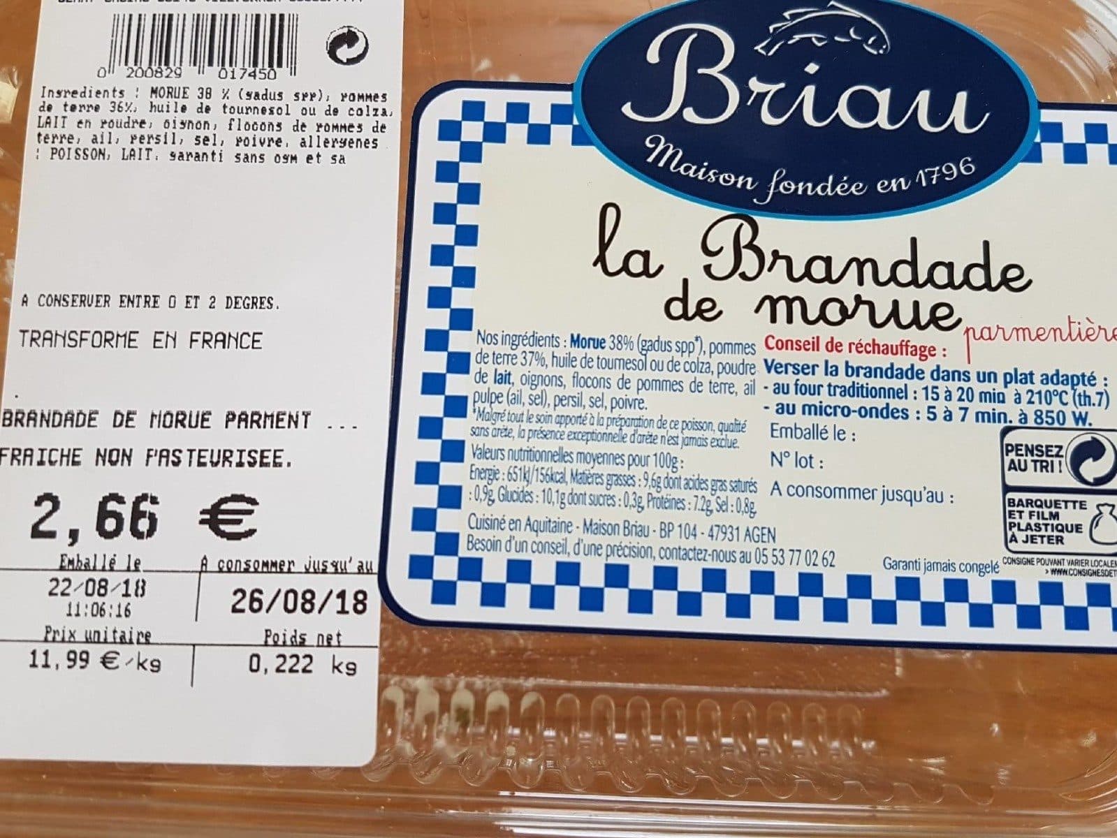 Briau La Brandade de Morue parmentiere fraîche packshot