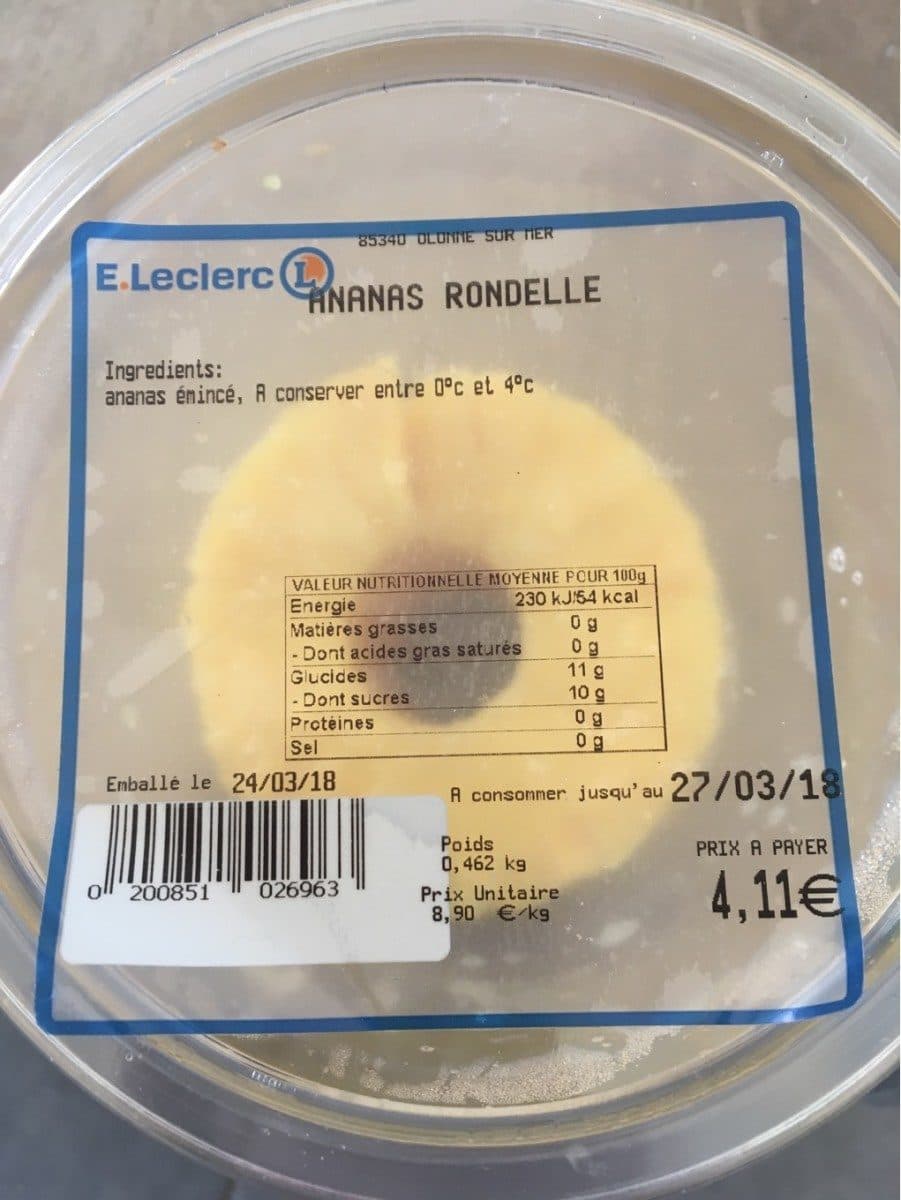E.Leclerc Ananas rondelle packshot