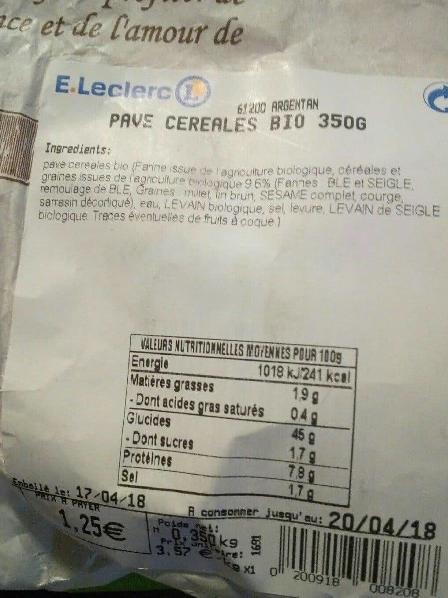 Open Food Facts Pavé céréales bio packshot