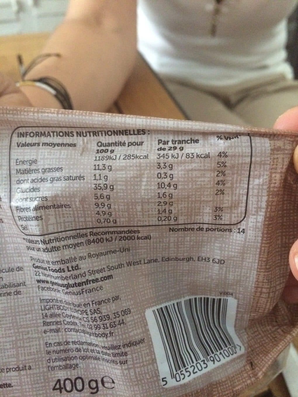 Genius Pain aux cereales sans gluten packshot