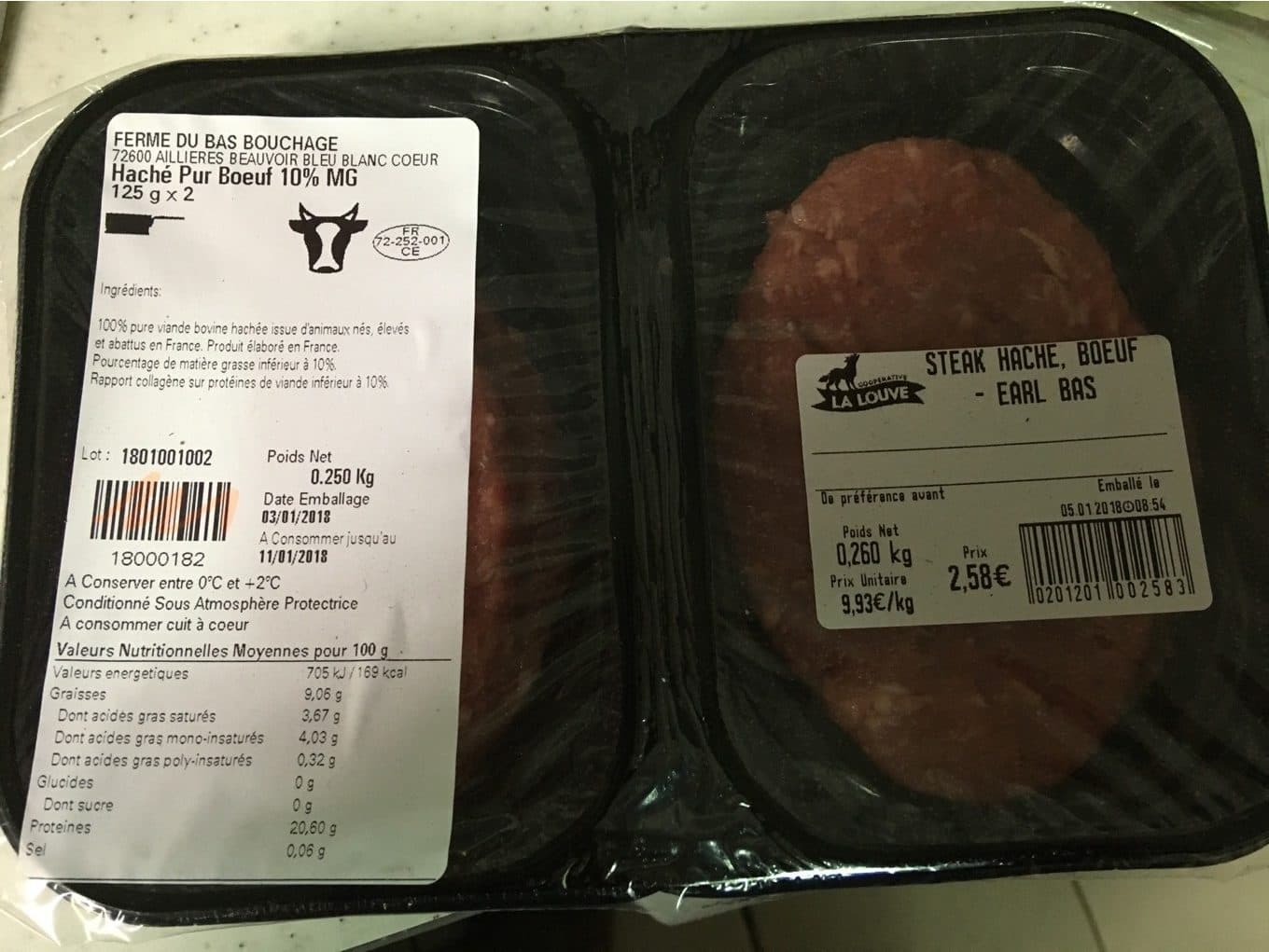Ferme Du Bas Bouchage Steak Haché Bœuf packshot