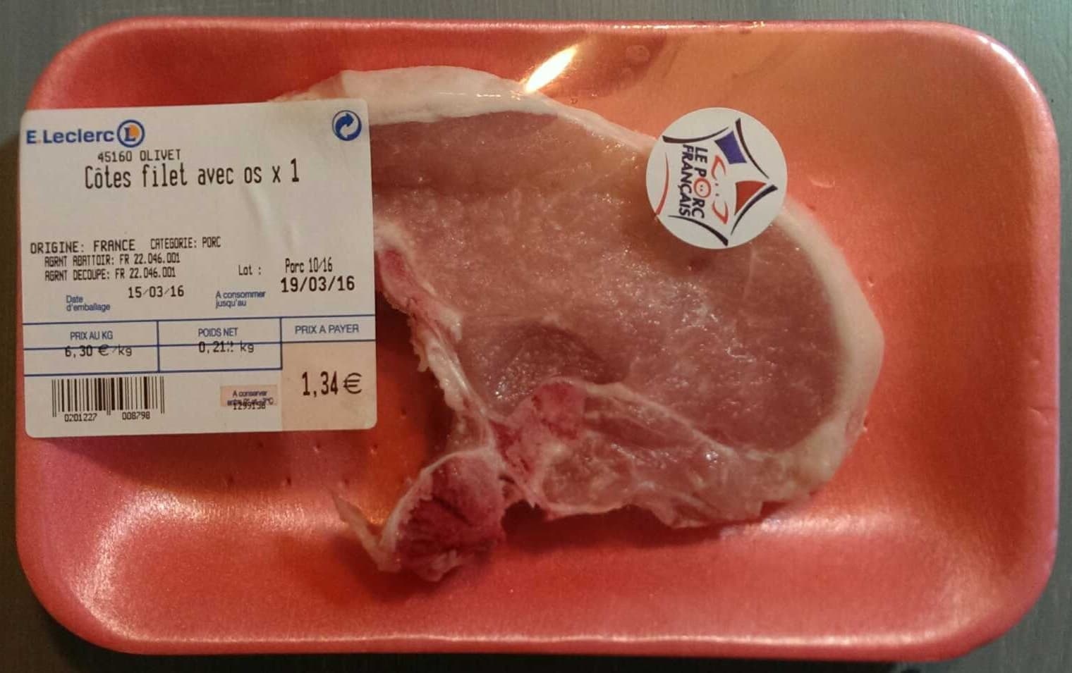 Leclerc Côtes filet avec os x 1 packshot