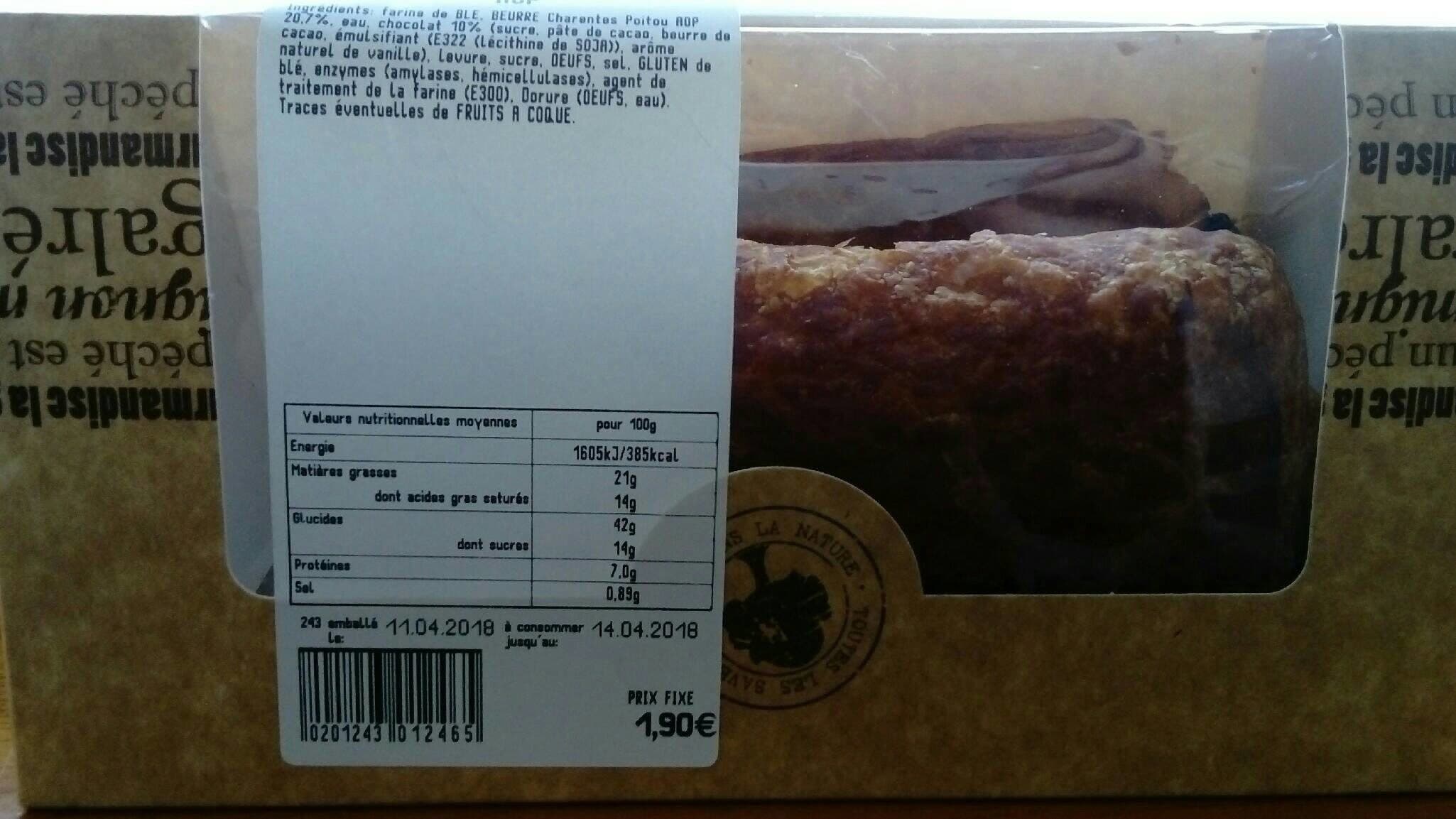 Open Food Facts 2 pains au chocolat pur beurre packshot