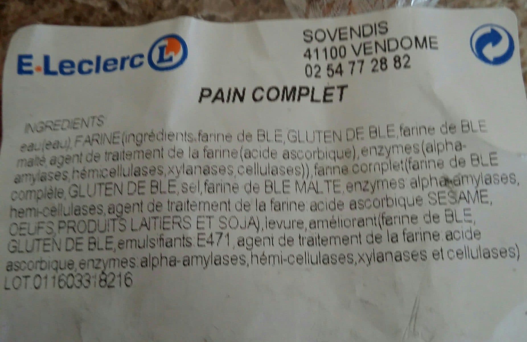Open Food Facts Pain complet packshot