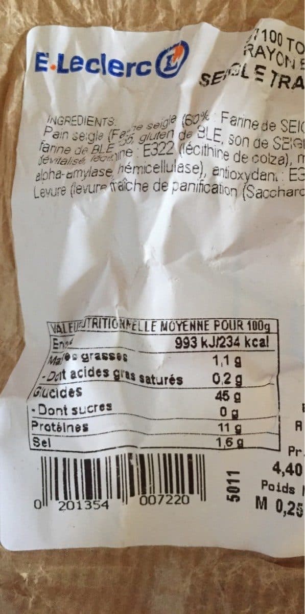 Open Food Facts Pain de seigle packshot