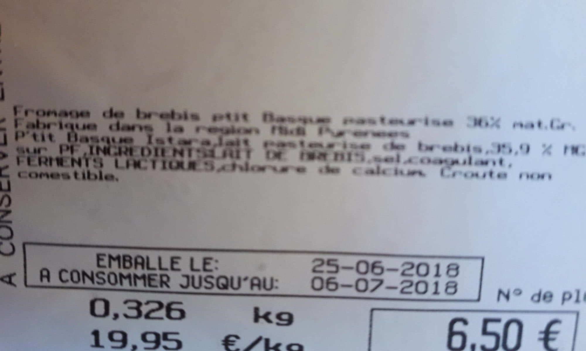 Open Food Facts P tit basque packshot