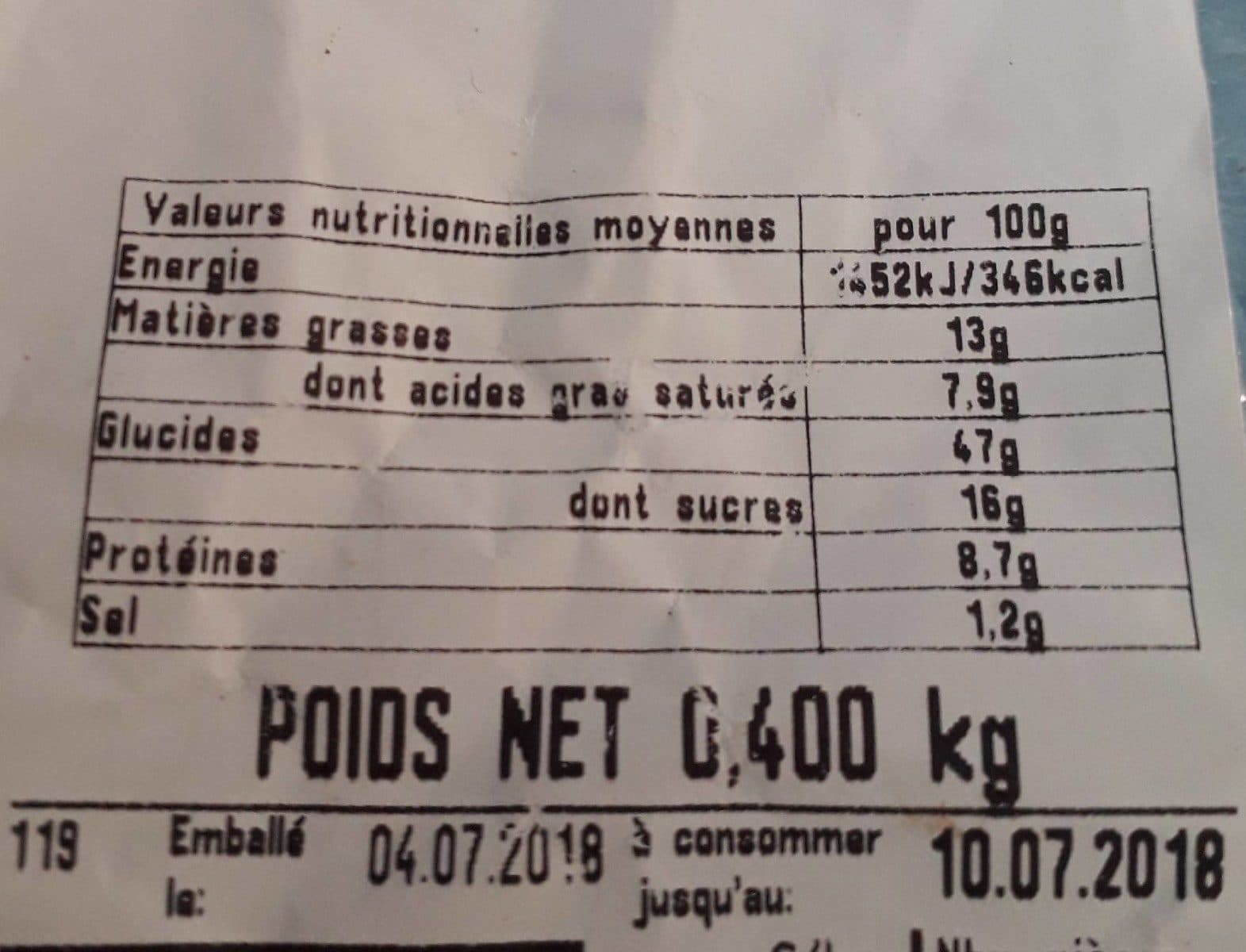 Open Food Facts Brioche pépites de chocolat packshot