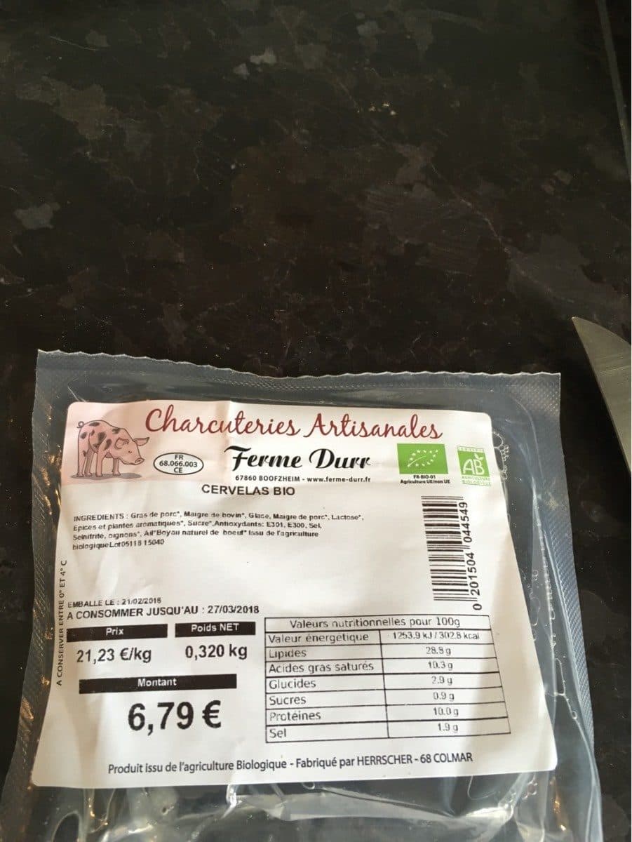 Open Food Facts Cervelas bio packshot
