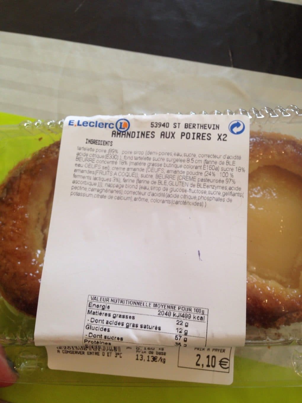 E.leclerc Amandines aux poires packshot