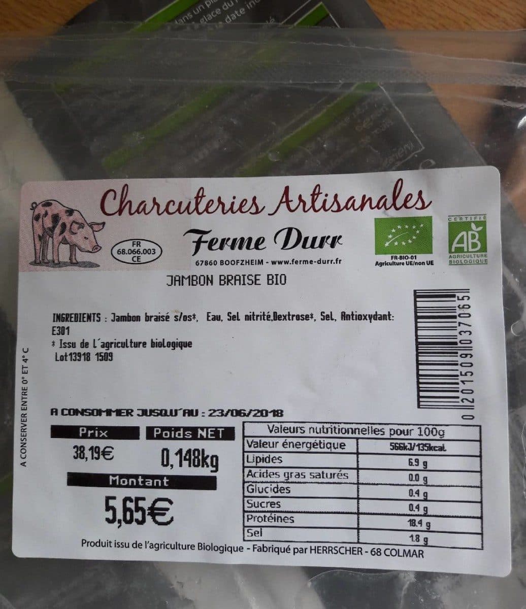 Open Food Facts Jambon braisé Bio packshot