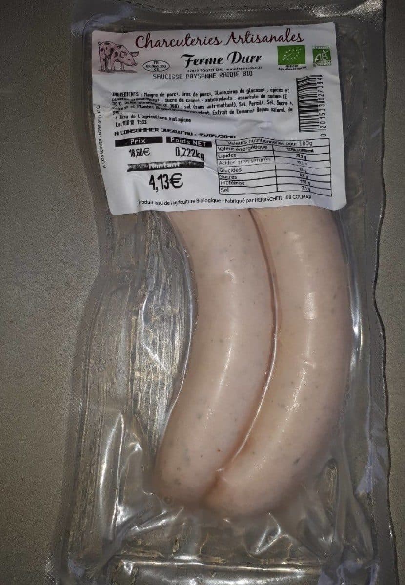 Open Food Facts Saucisse paysanne raidie bio packshot
