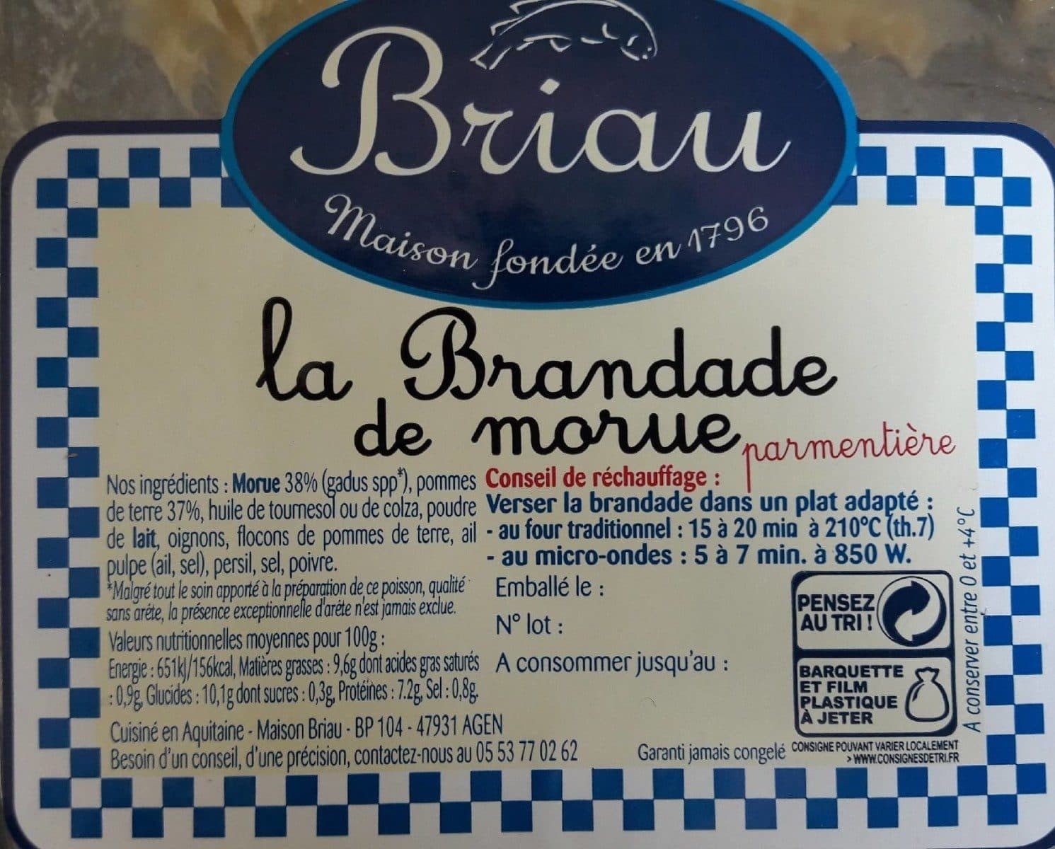 Briau La brandade de Morue parmentière packshot
