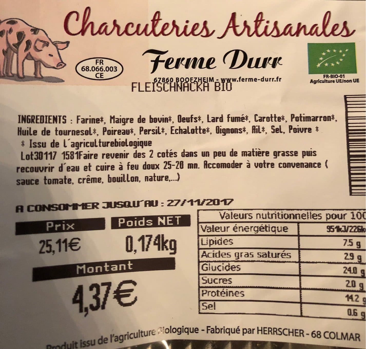 Ferme Durr Fleischnaka packshot