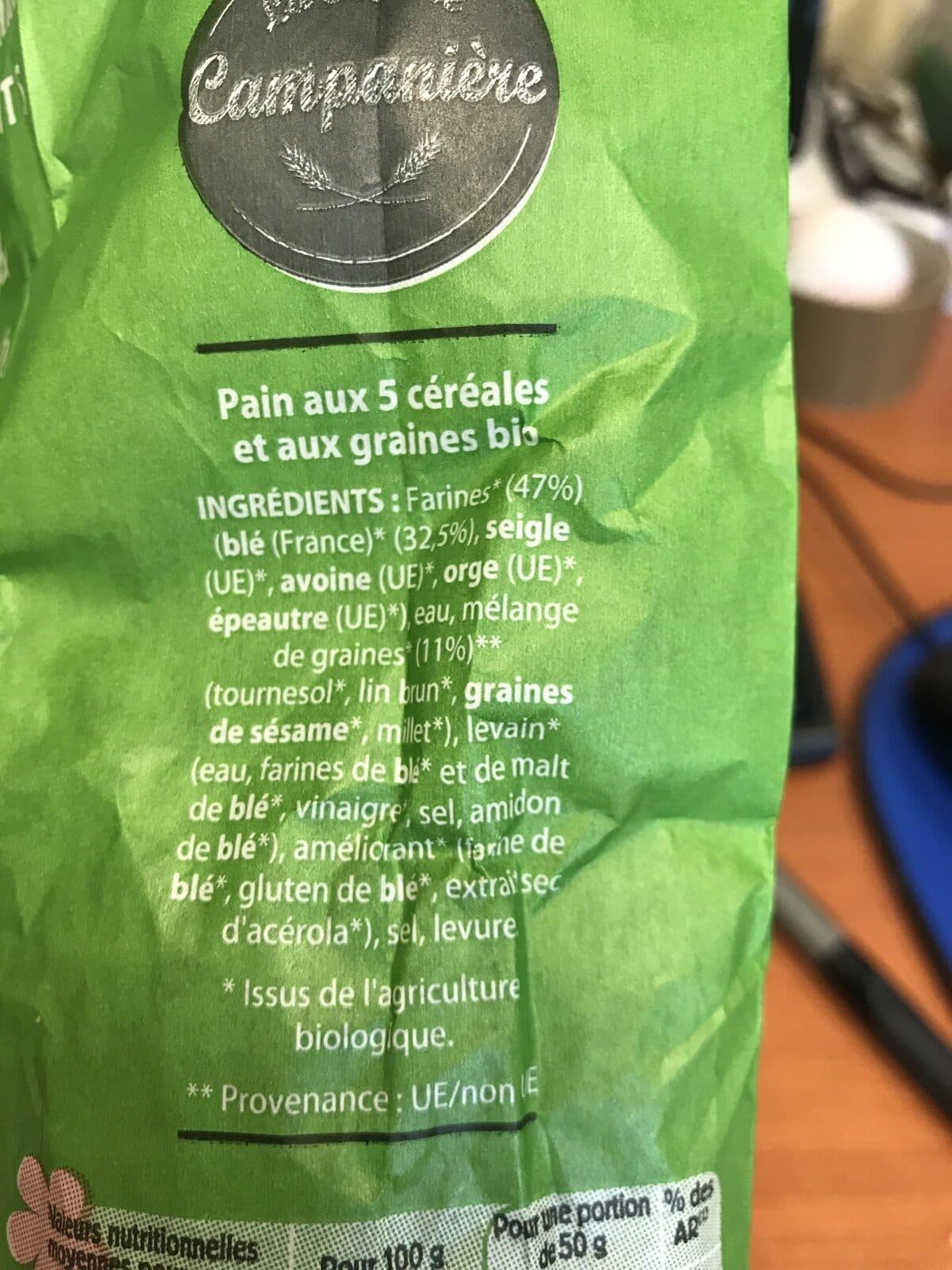 Open Food Facts Pain aux 5 céréales et aux graines packshot