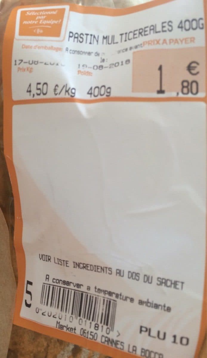 Open Food Facts Pastin Multicereales packshot