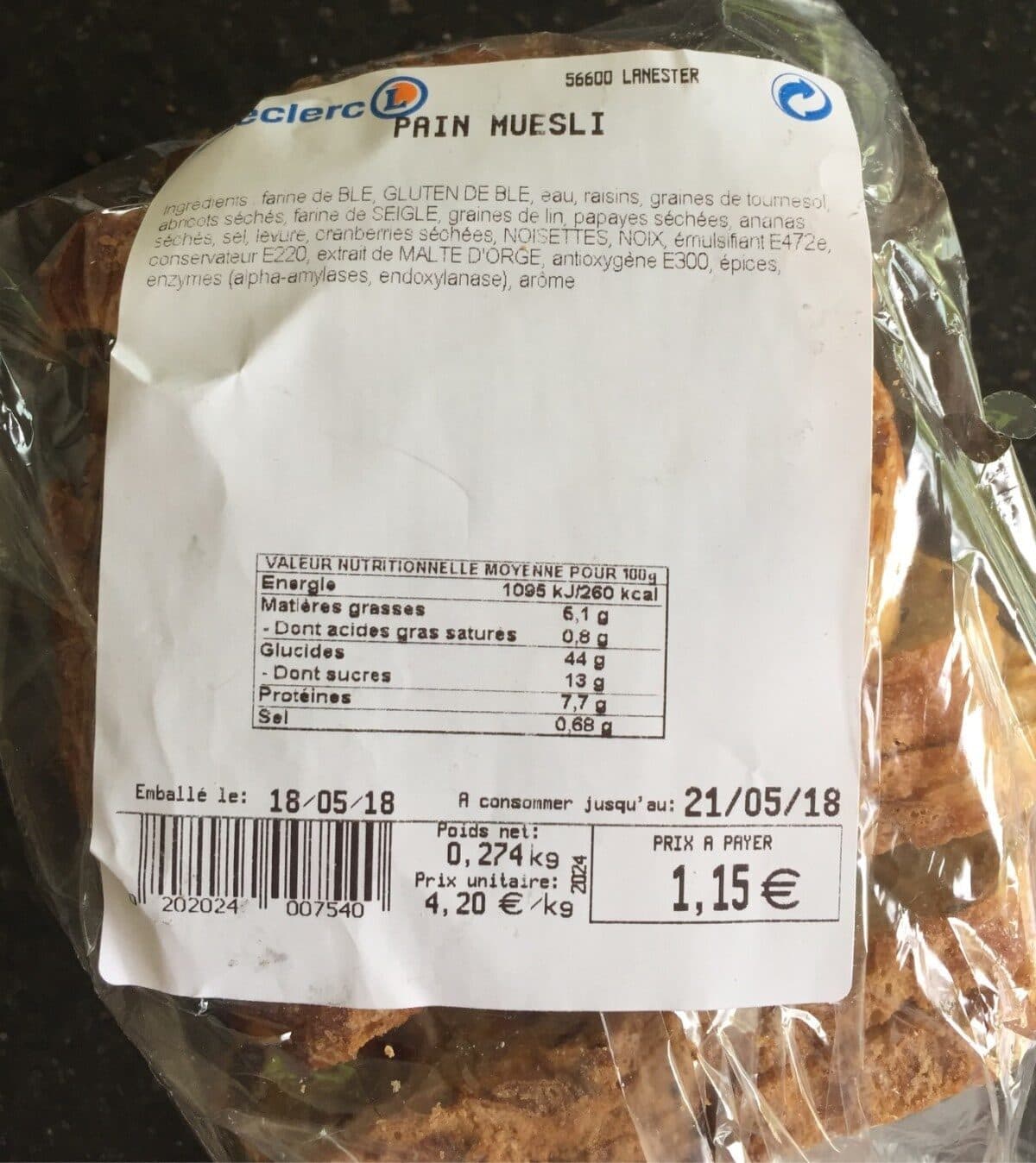 Open Food Facts Pain muesli packshot
