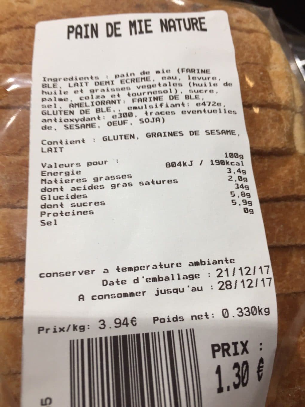 Leclerc Pain de mie nature packshot