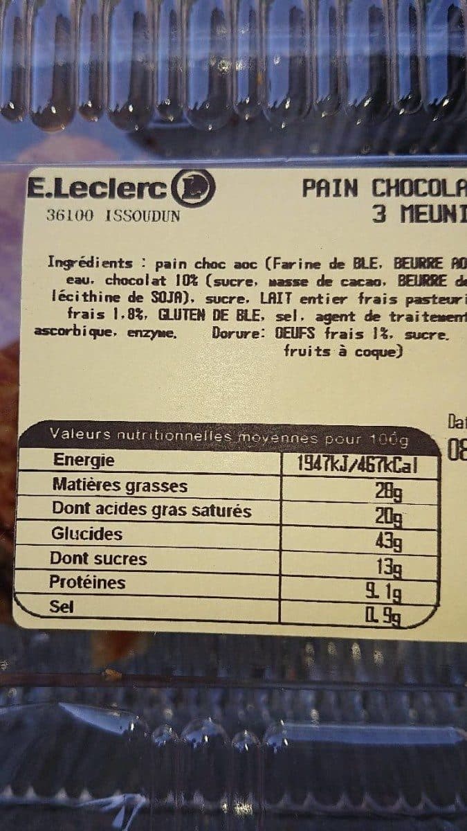 Open Food Facts Pain chocolat aop x4 3 meuniers packshot