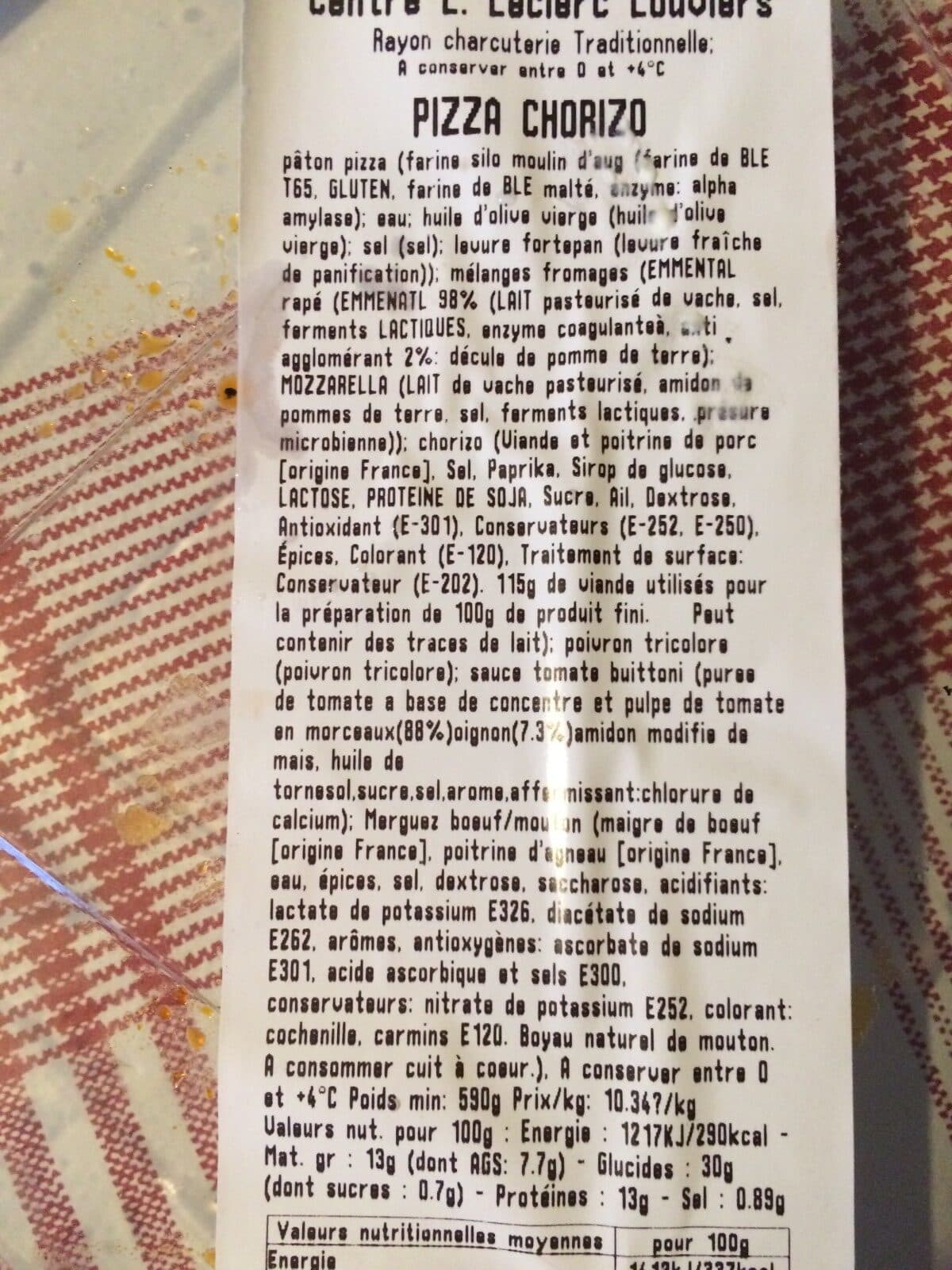 Open Food Facts Pizza chorizo packshot