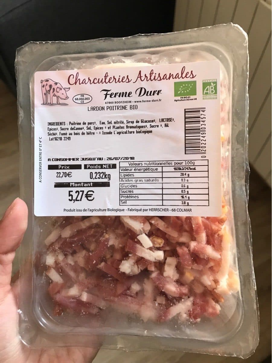 Open Food Facts Lardon poitrine bio packshot