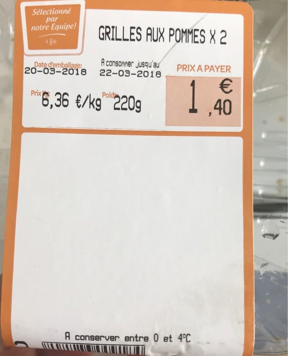 Open Food Facts Grillé aux pommes packshot