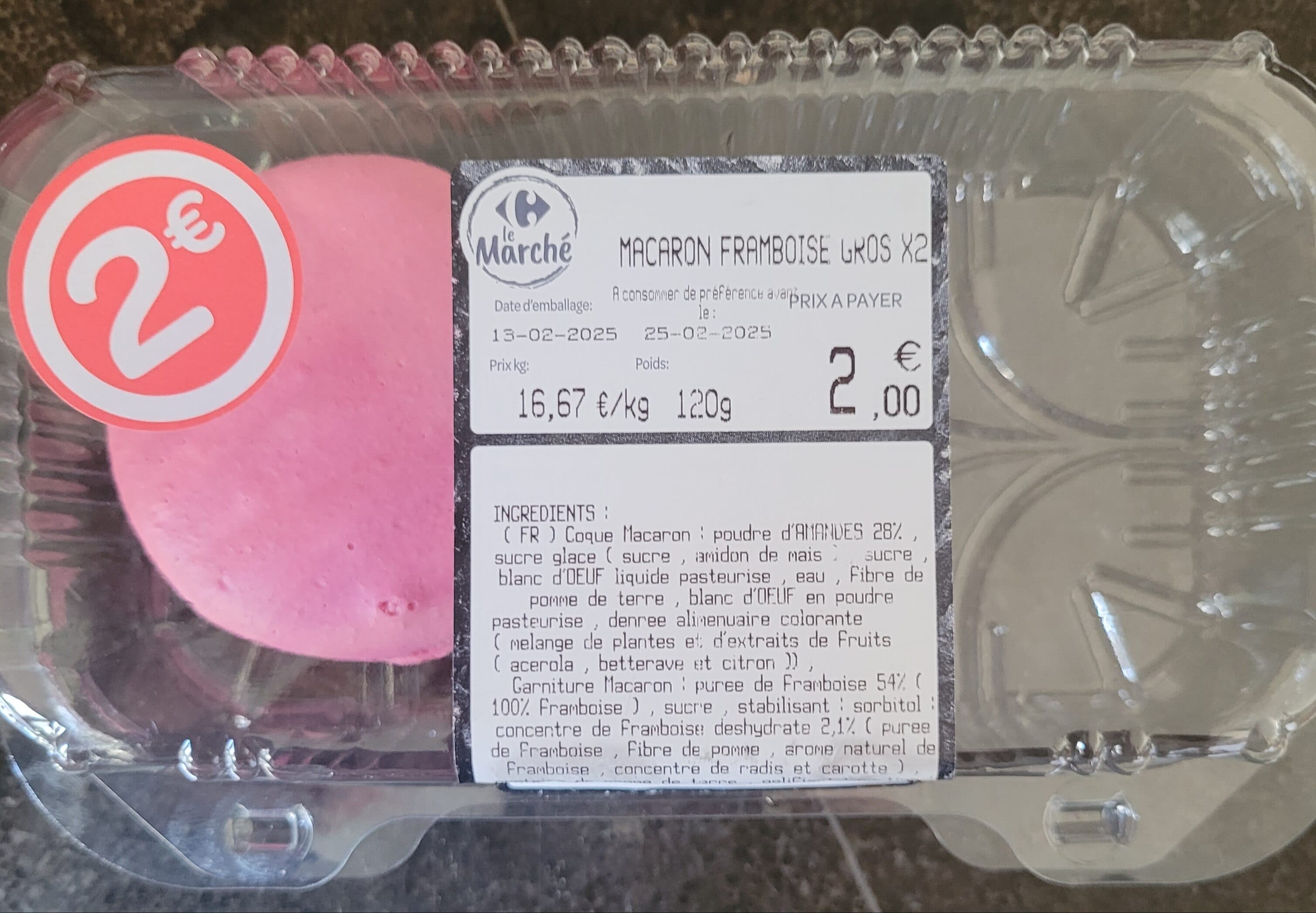 Le marché Carrefour Macarons framboise gros x2 packshot
