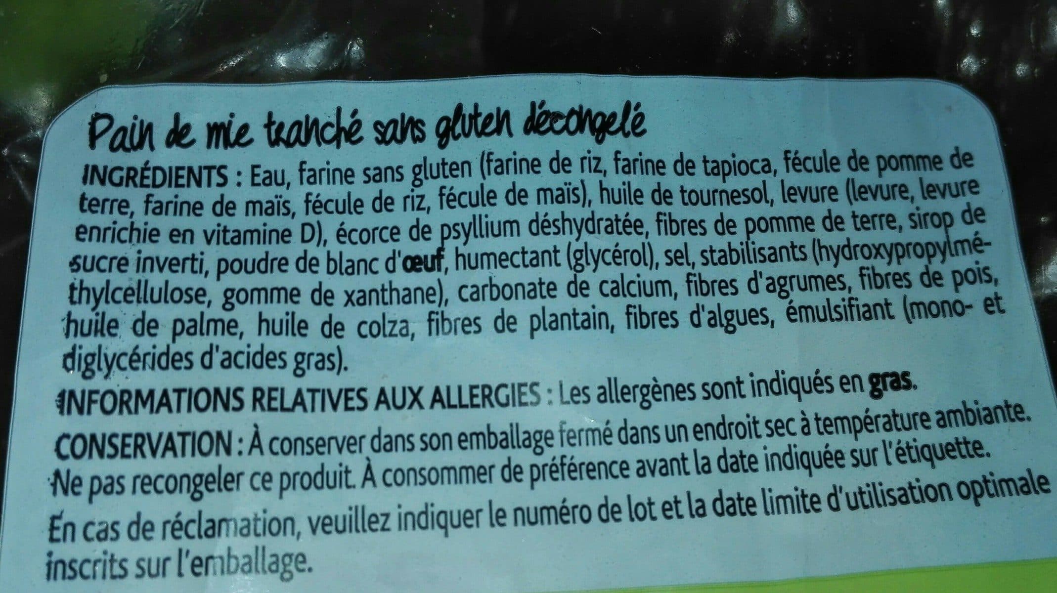 Open Food Facts Pain de mie sana gluten packshot