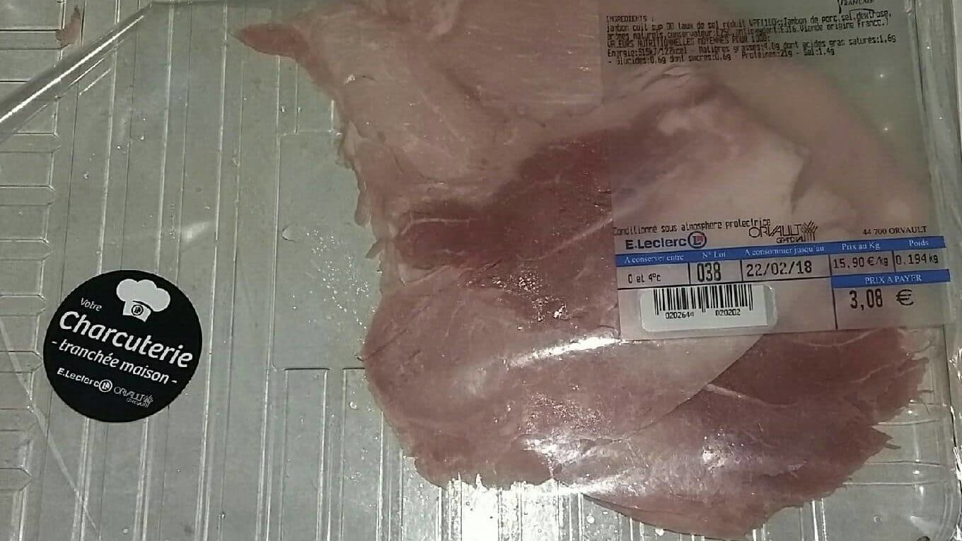 Leclerc Jambon sel reduit packshot