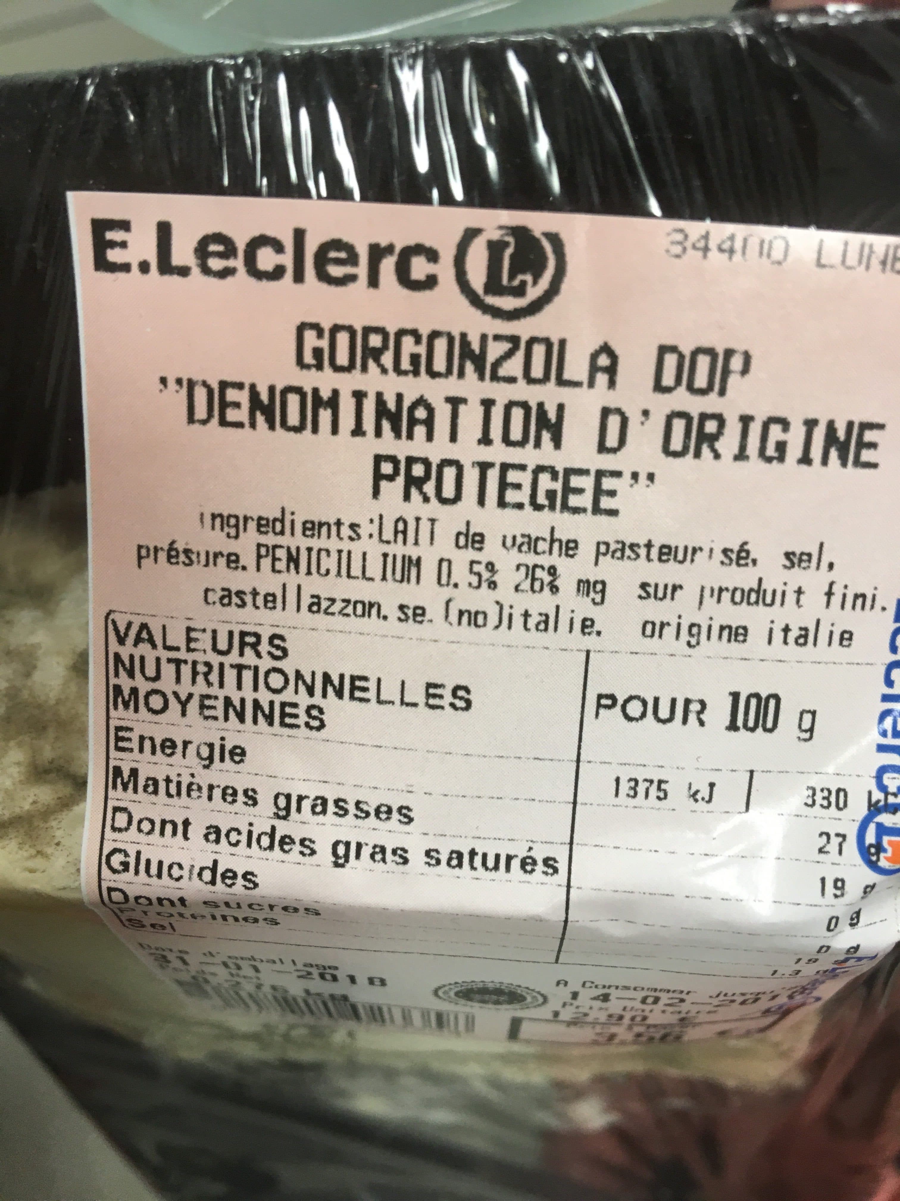 Leclerc Gorgonzola dop packshot