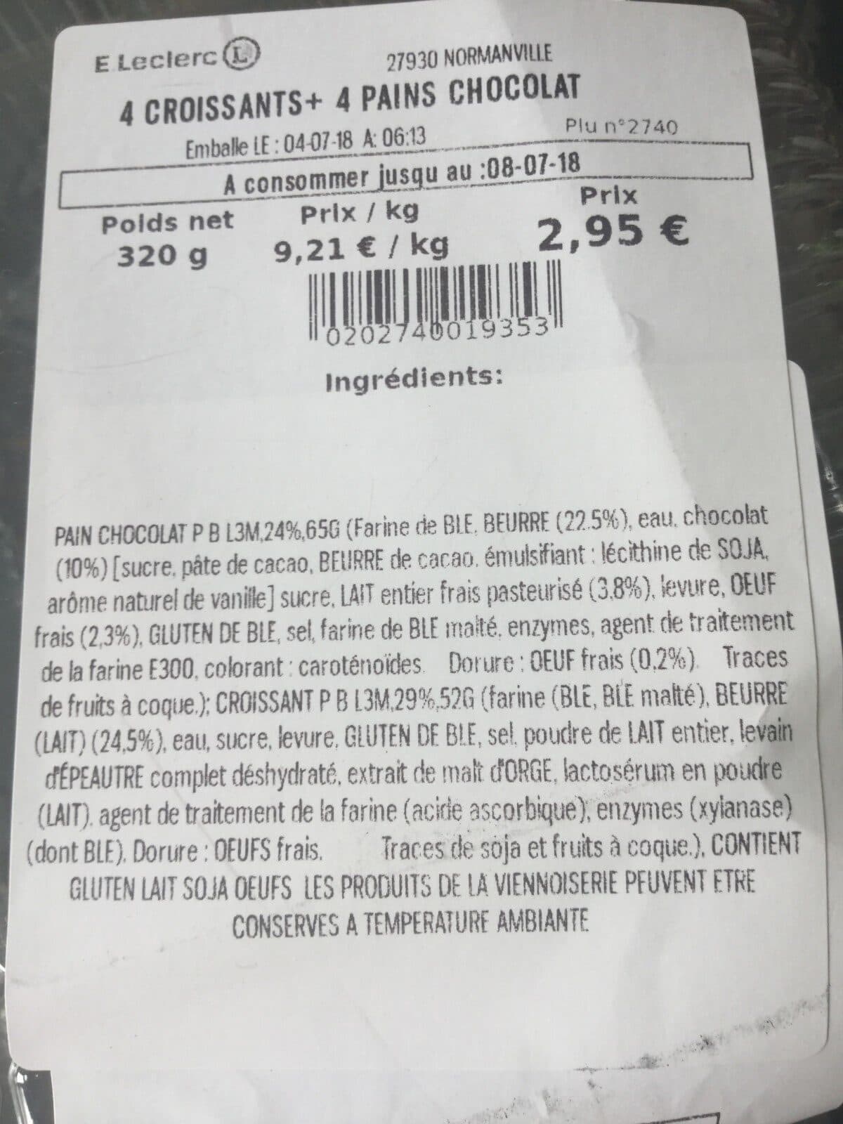 Open Food Facts 4 croissands + 4 pains au chocolat packshot