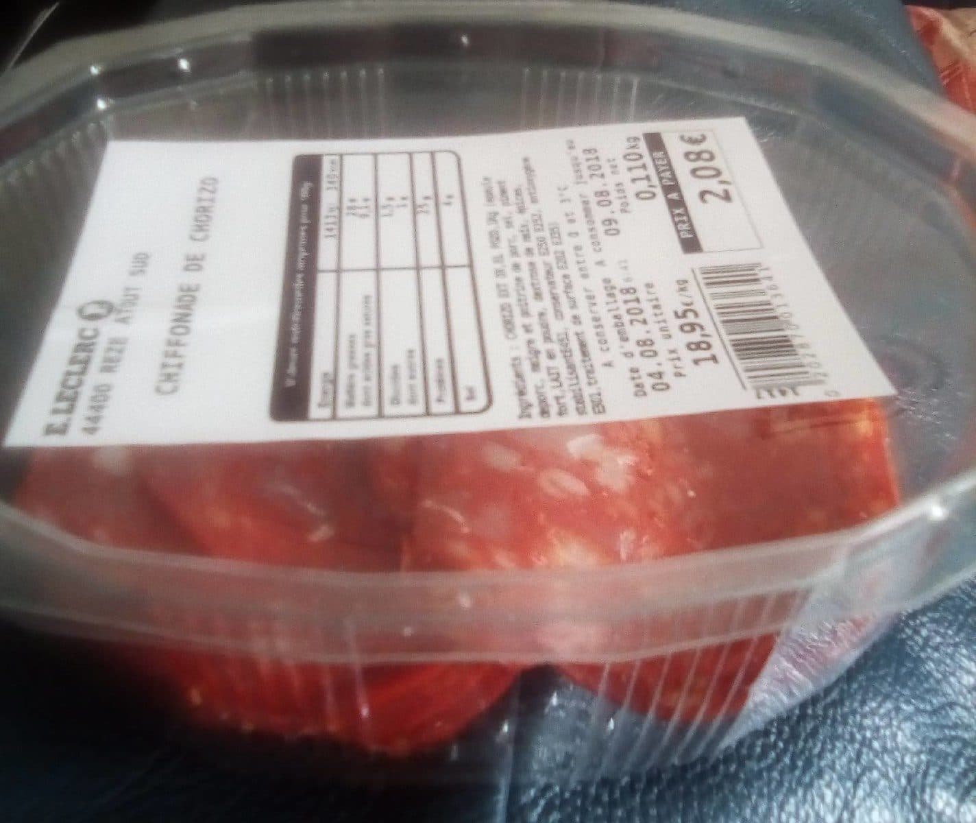 Open Food Facts Chiffonade de chorizo packshot
