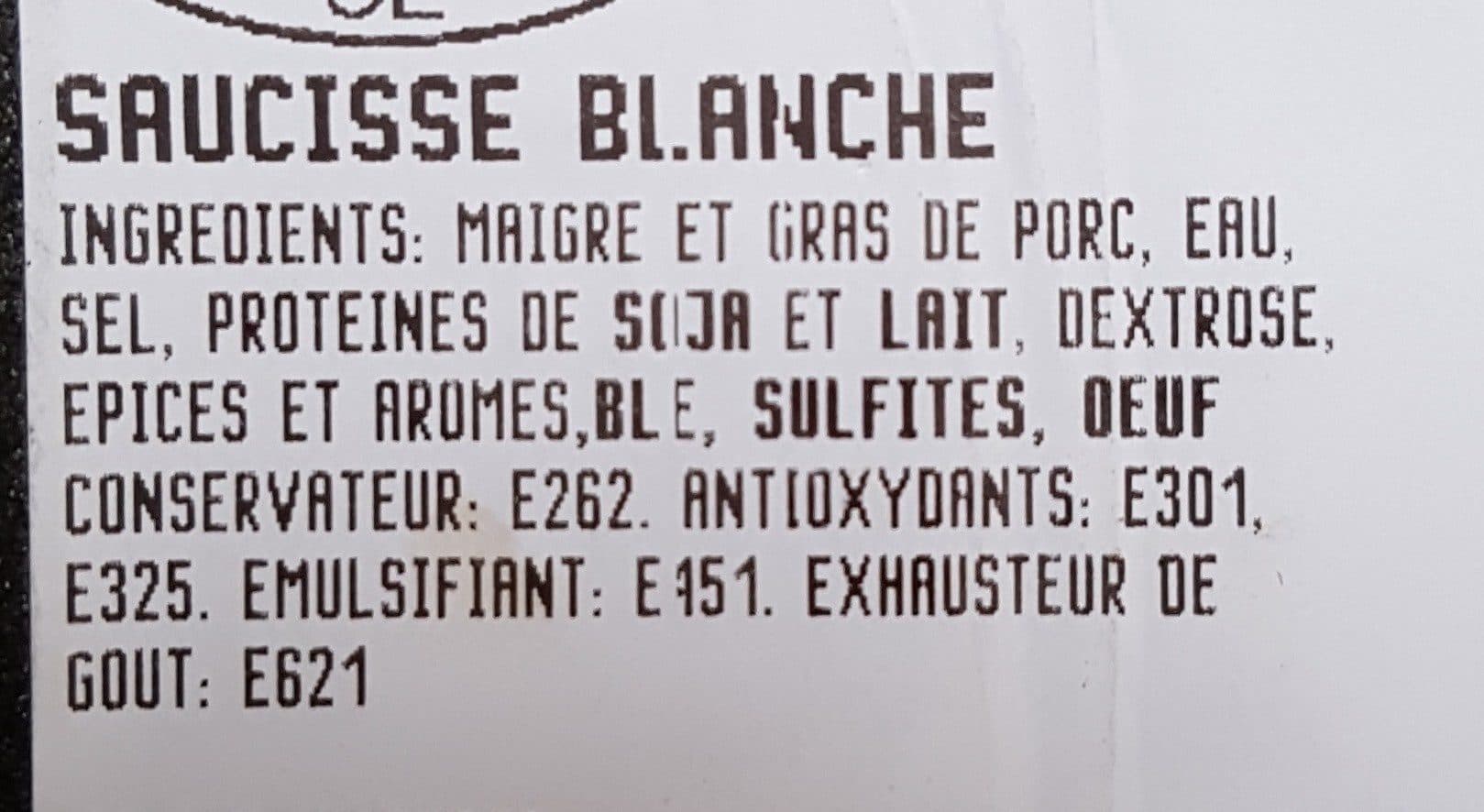 Open Food Facts Saucisse blanche packshot
