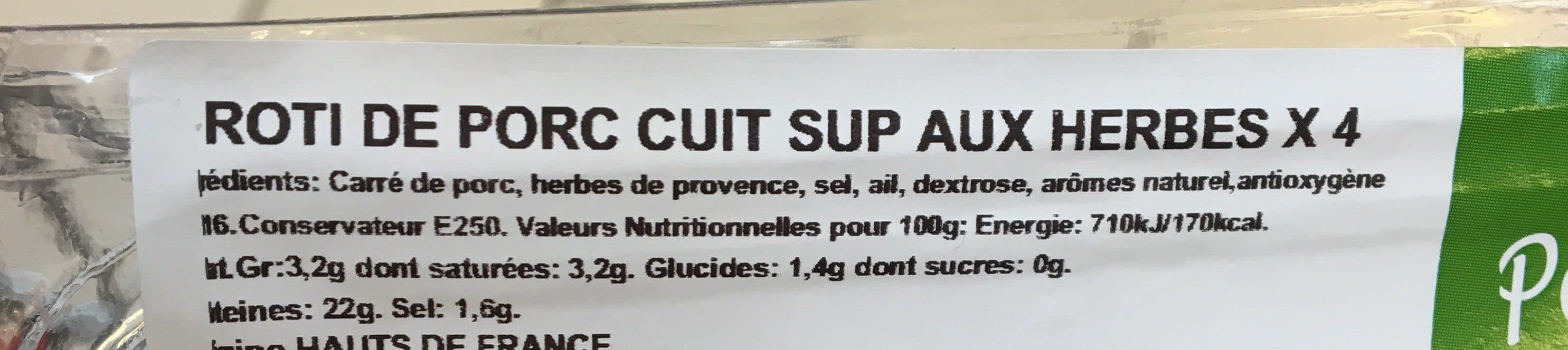 Open Food Facts Roti de porc cuit sup aux herbes packshot