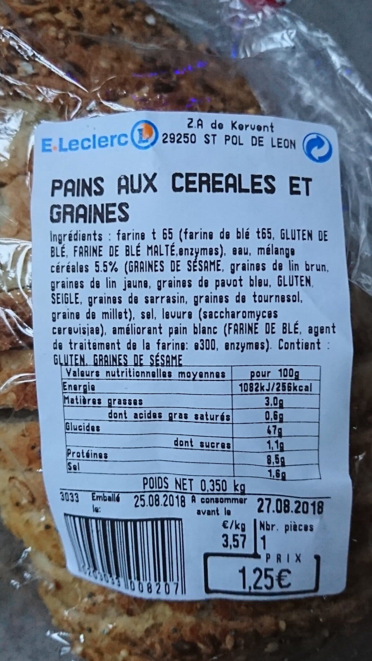 Open Food Facts Pain céréales et graines packshot