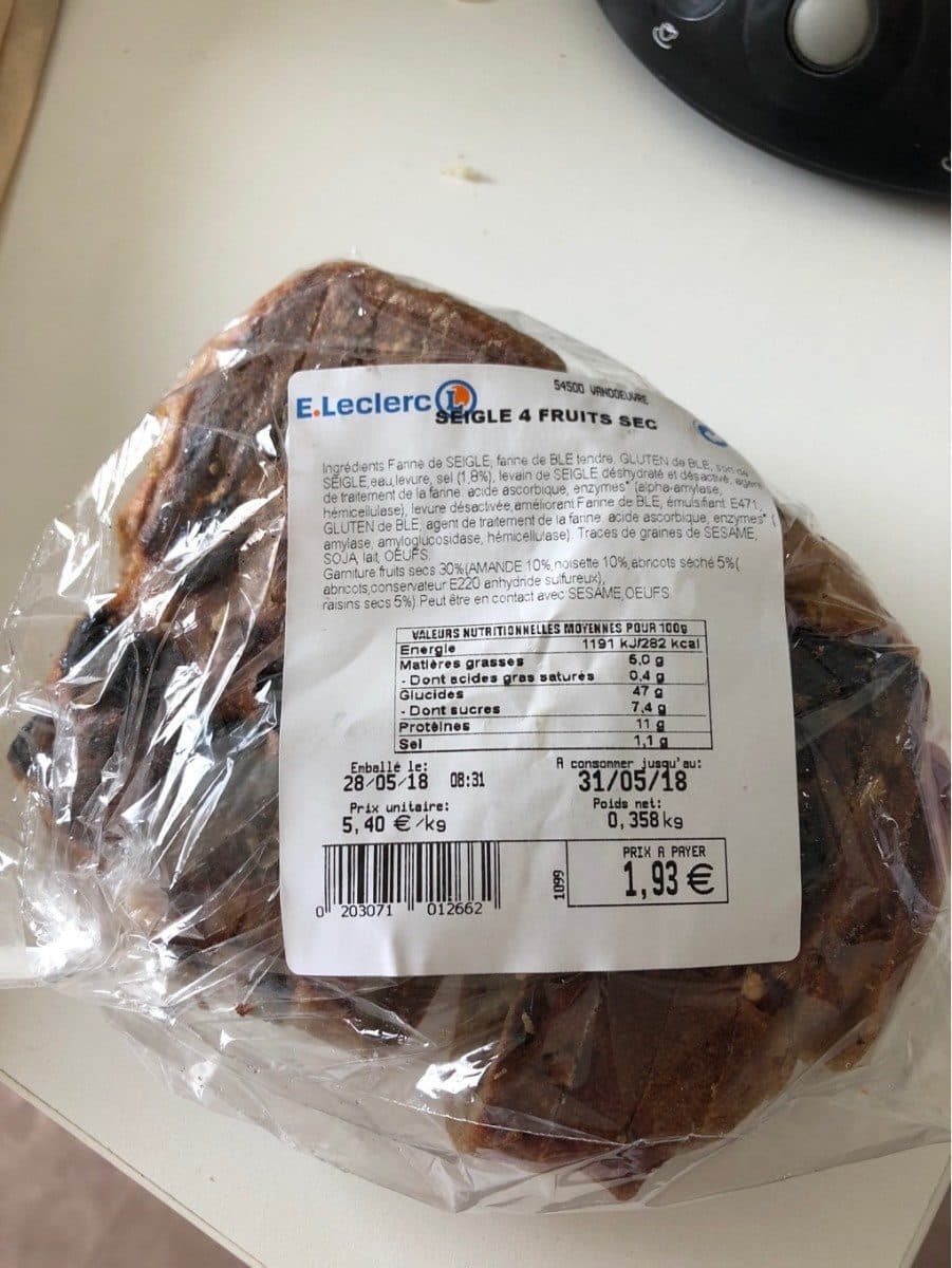 Open Food Facts Pain seigle 4 fruit sec packshot