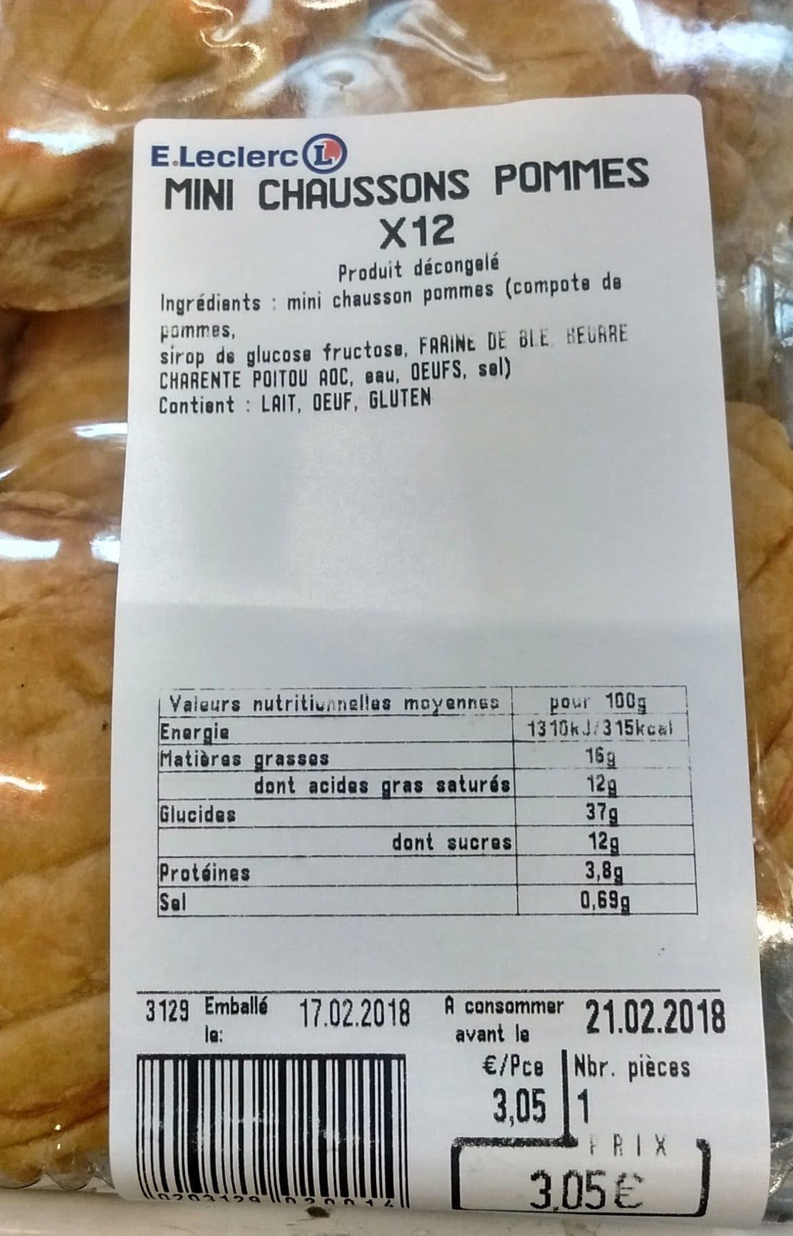 E.Leclerc Mini Chaussons Pommes x12 packshot