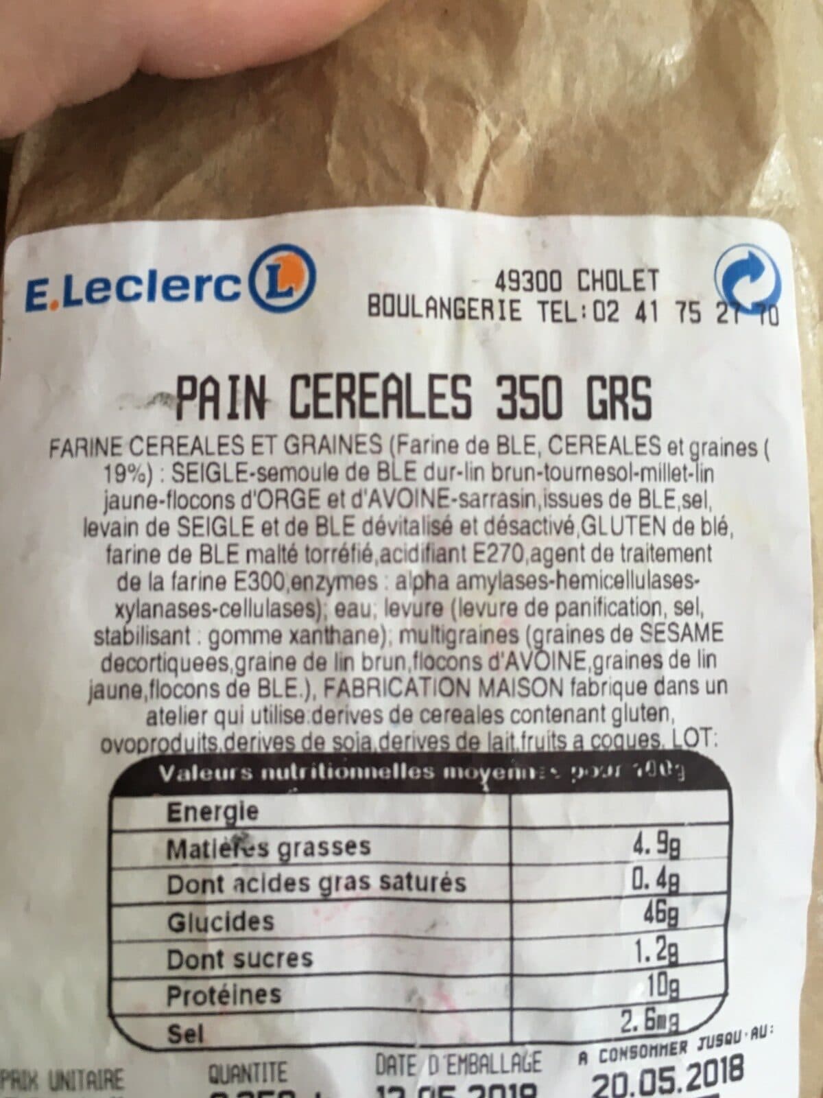 Open Food Facts Pain cereales 350g packshot