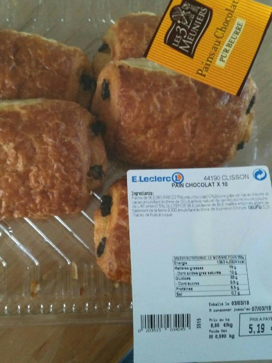 Les 3 Meuniers Pain chocolat x10 packshot