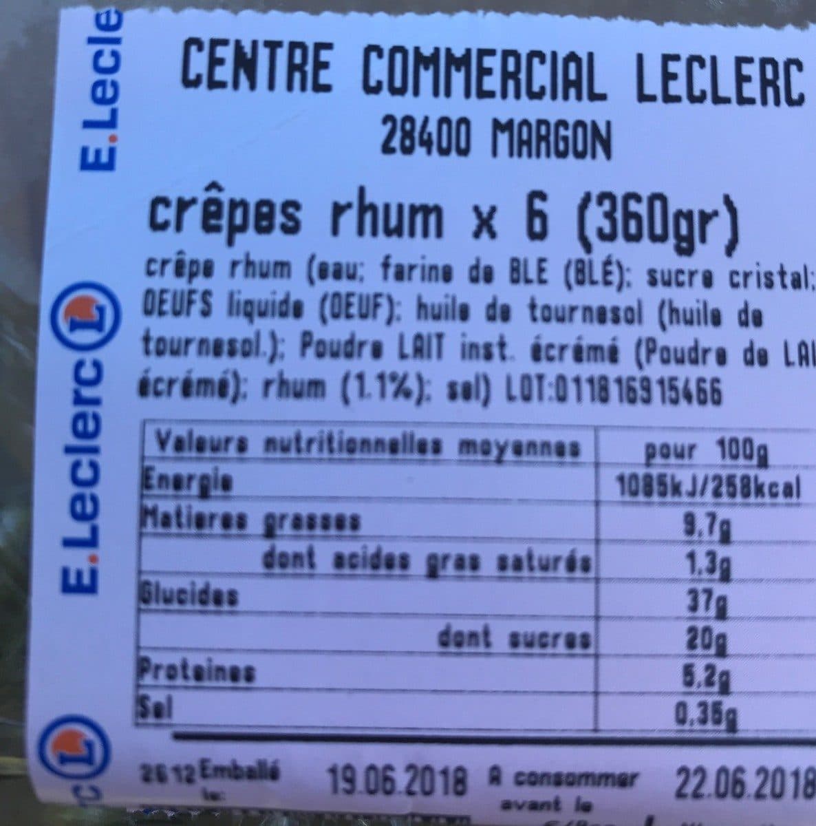 Open Food Facts Crêpes Rhum packshot